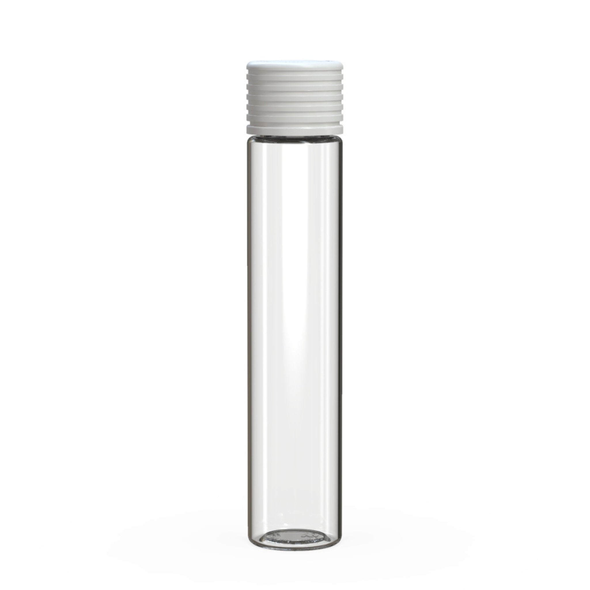 A front view of the Chubby Gorilla Spiral 115mm Pre-Roll Tube in transparent, featuring a white child-resistant cap with a textured grip for secure sealing.