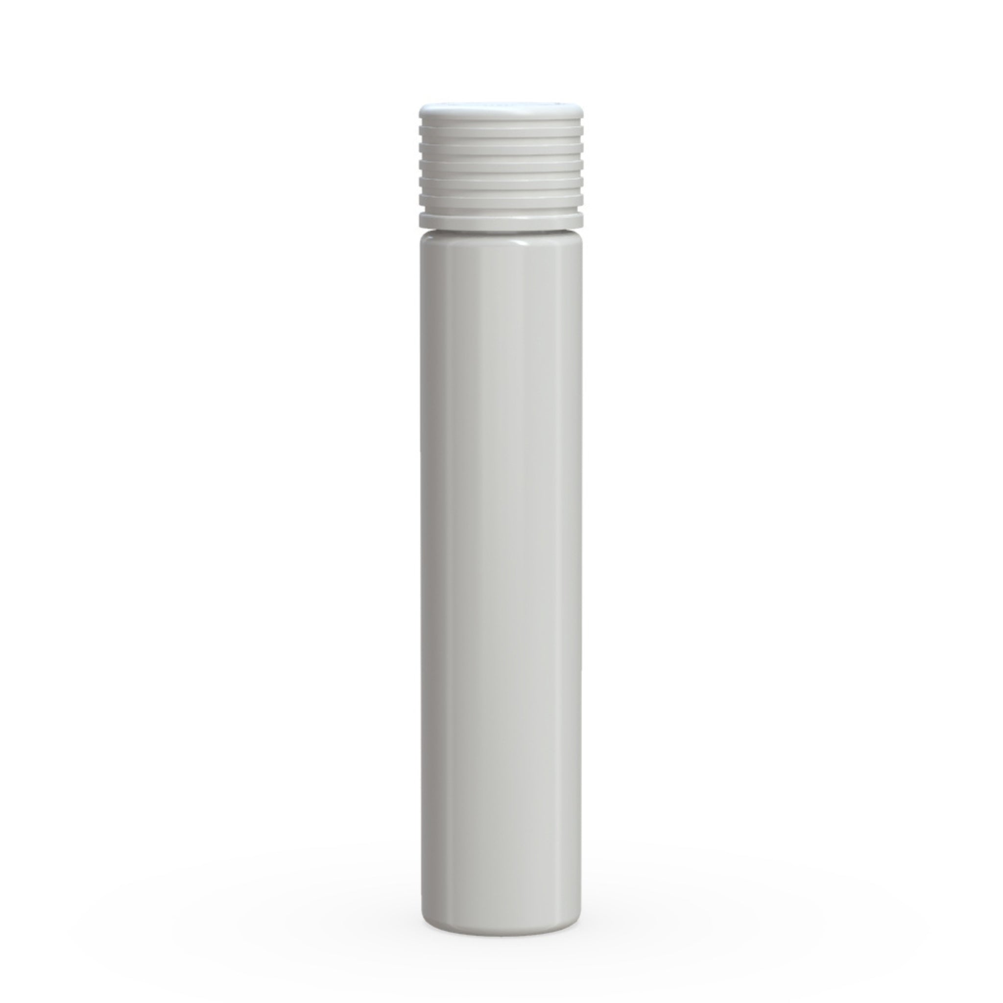 A front view of the Chubby Gorilla Spiral 115mm Pre-Roll Tube in opaque white, featuring a child-resistant cap with a textured grip for secure sealing.