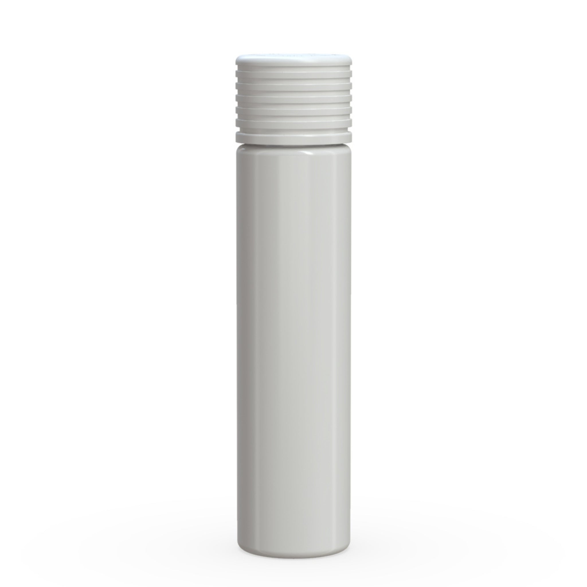 A front view of the Chubby Gorilla Spiral 95mm Pre-Roll Tube in opaque white, featuring a child-resistant cap with a textured grip for secure sealing.