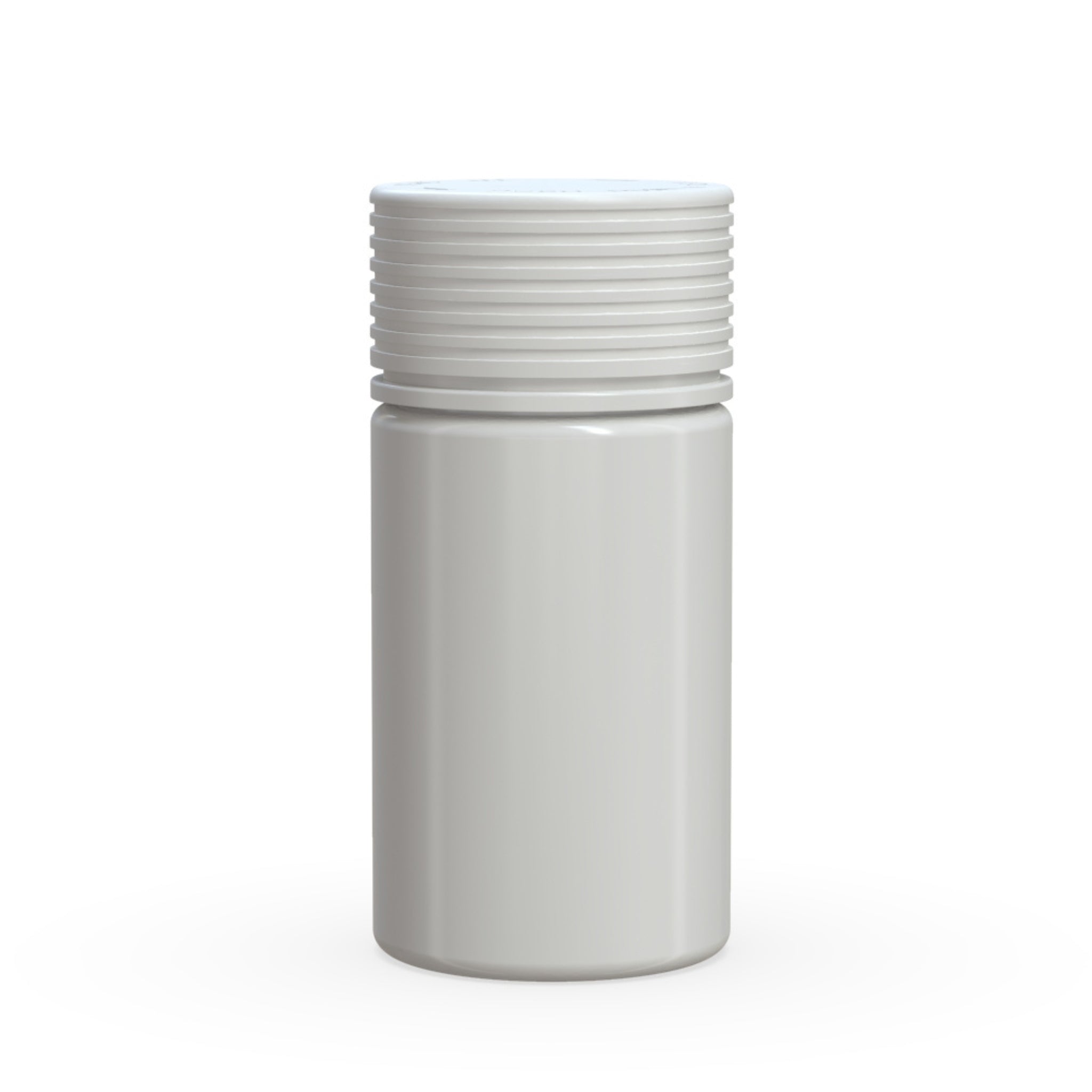 A front view of the Chubby Gorilla Spiral Mini 60mL Multi-Pack Pre-Roll Jar in opaque white, featuring a child-resistant cap with a textured grip for secure sealing.