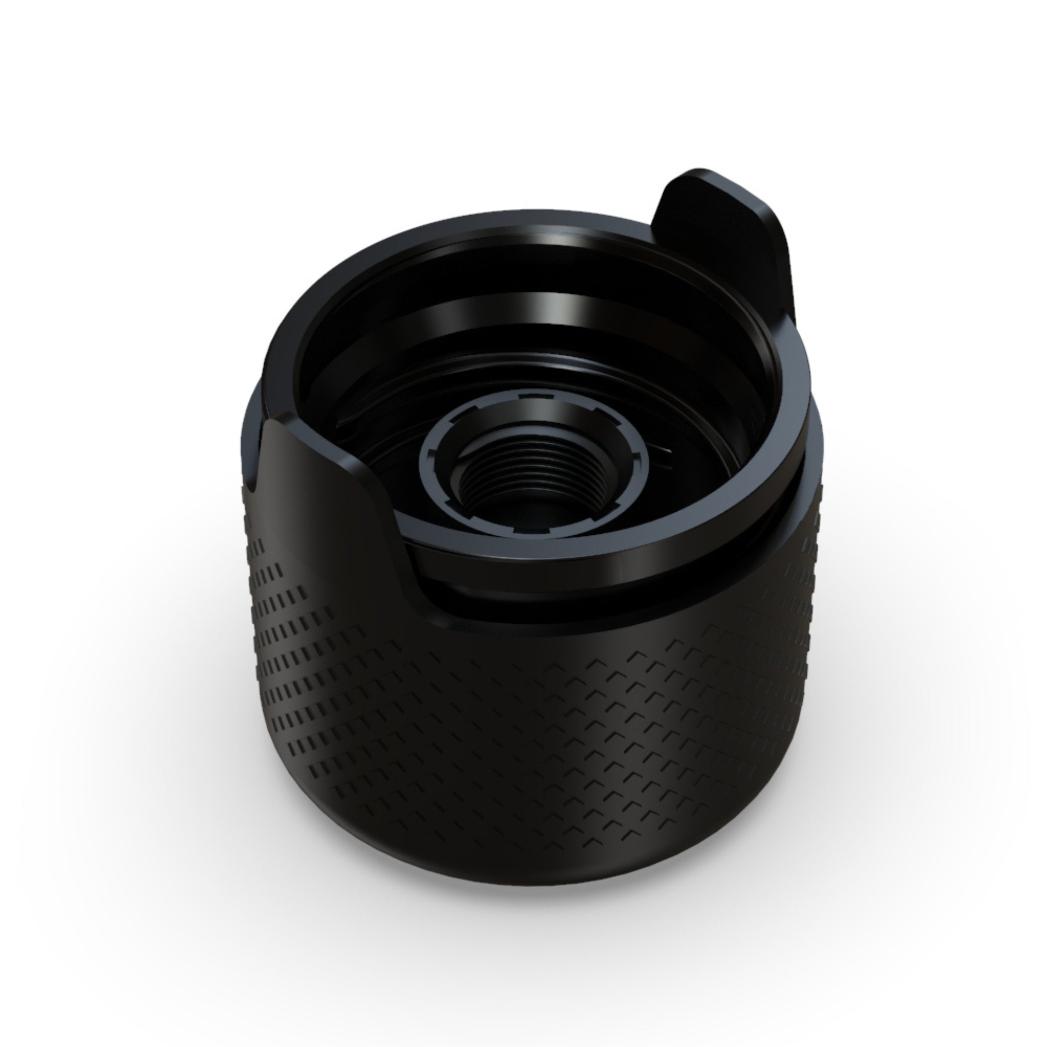 A render of the child resistant cap on the Chubby Gorilla Aviator 65mm 510-Thread round Vape Tube