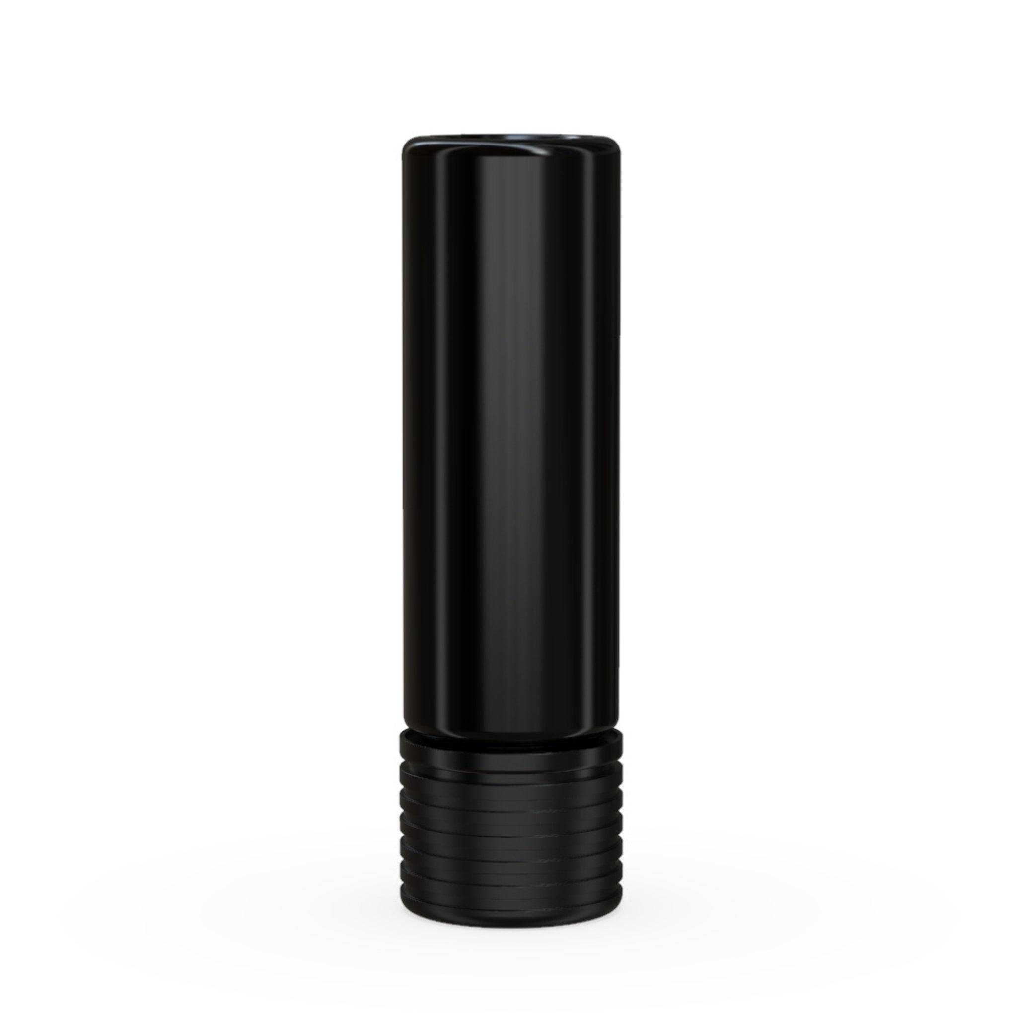 A render of the Chubby Gorilla Spiral 65mm 510-Thread Flat Vape Tube, featuring an opaque black body with a secure black cap, designed to hold and protect vape cartridges.