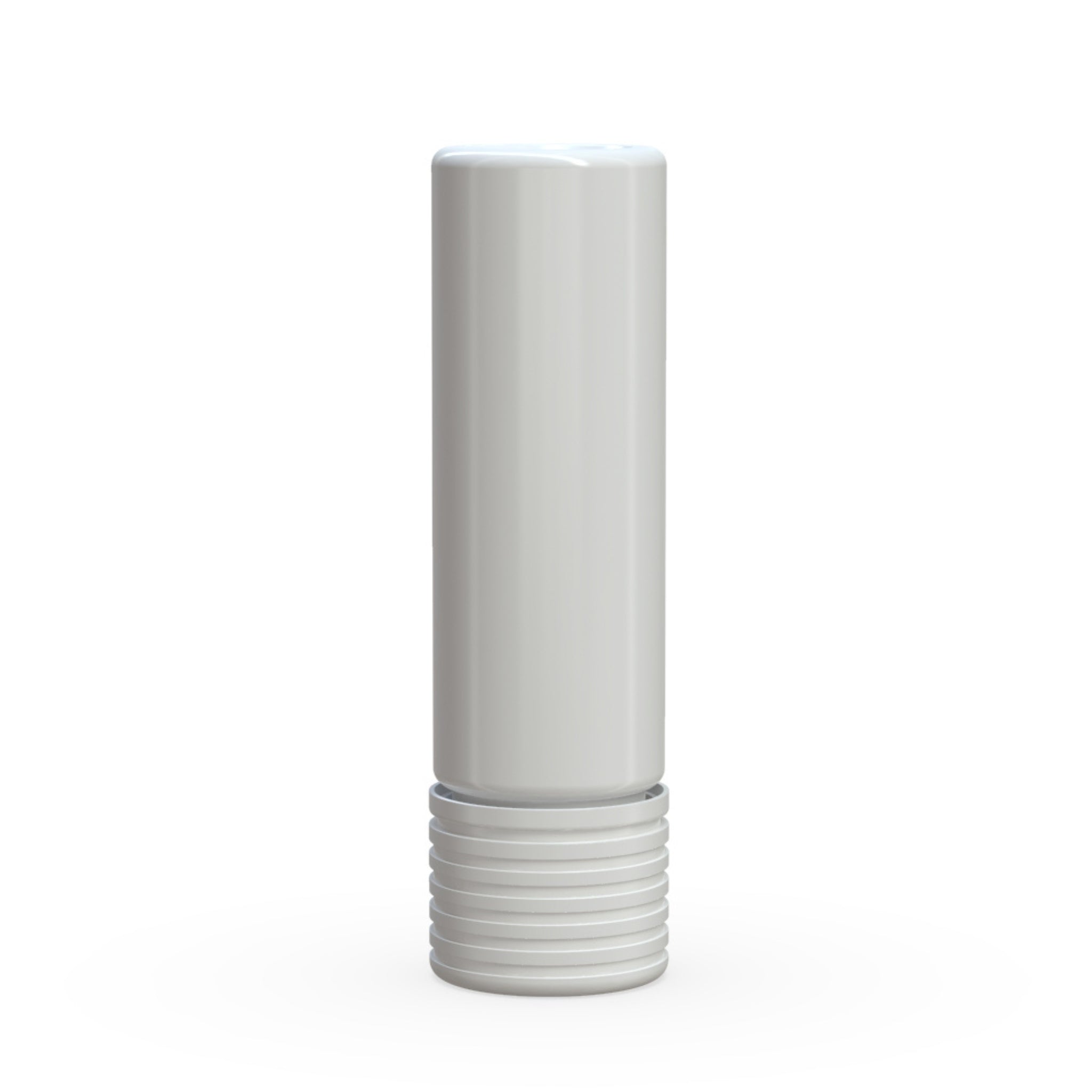 A render of the Chubby Gorilla Spiral 65mm 510-Thread Flat Vape Tube, featuring an opaque white body with a secure white cap, designed to hold and protect vape cartridges.