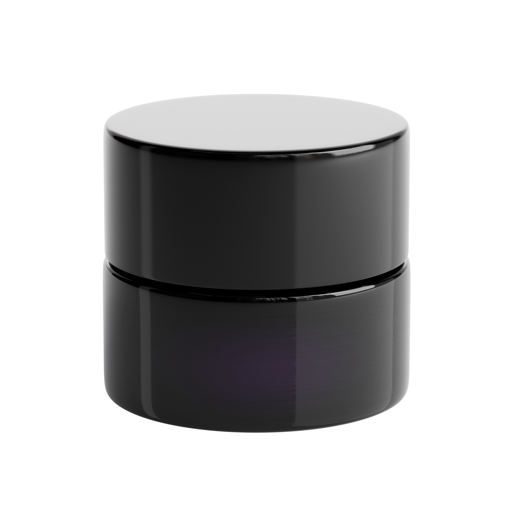 Miron Violet Glass 5ml Child Resistant Concentrate Jar with a black, glossy finish. The jar is shown with the cap fastened on its child-resistant design.