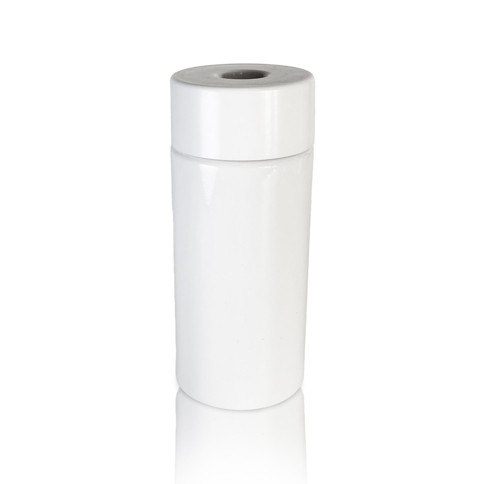 A render showing the front view of a white on white Pop Vac 10 pack 99.5ml pre-roll joint tube