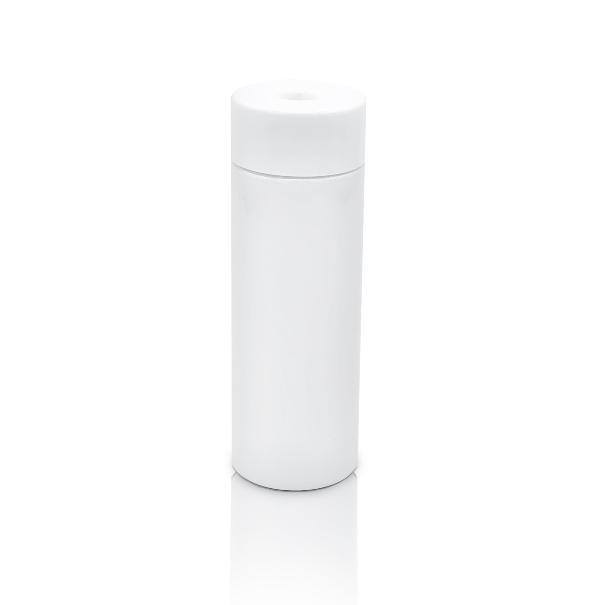 A render showing the front view of a white on white Pop Vac 3 pack 65ml pre-roll joint tube