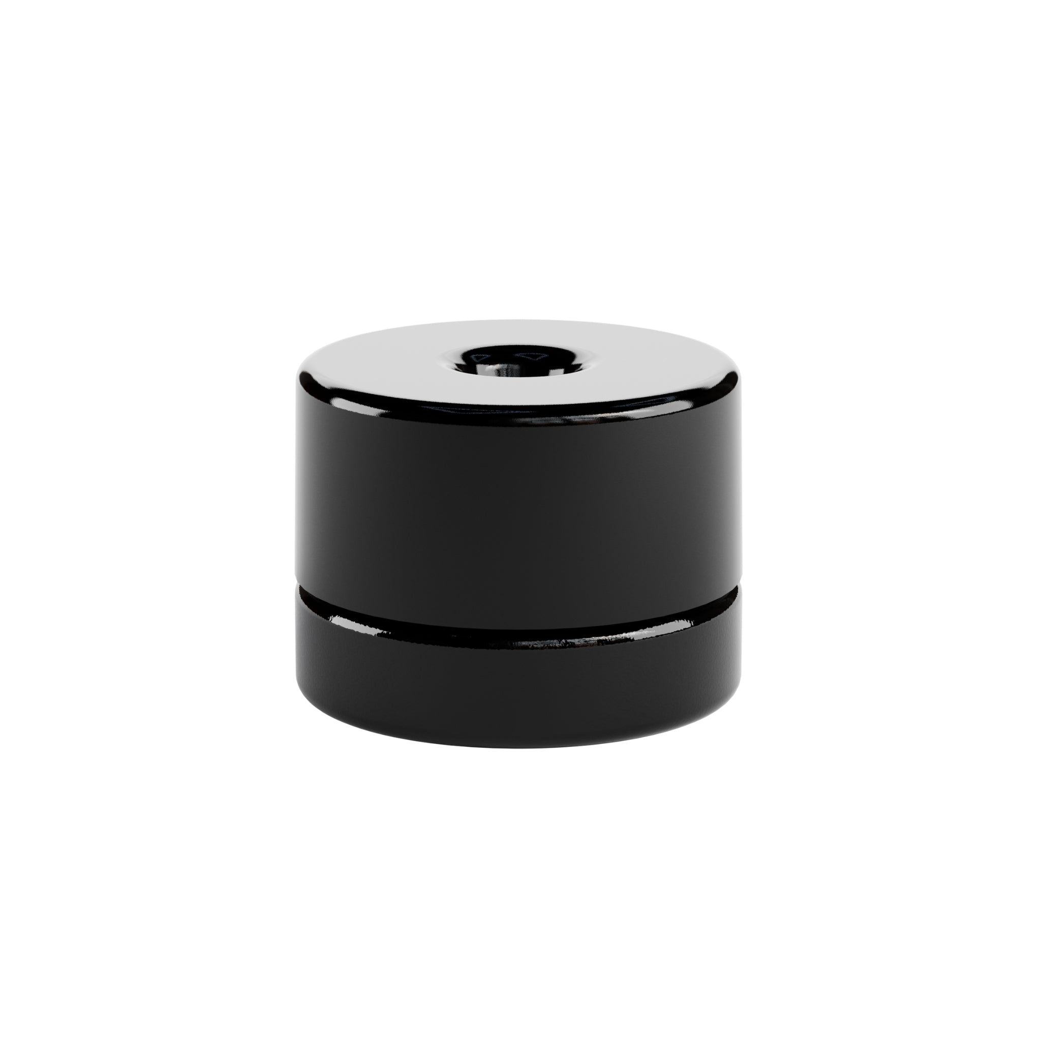 A render of the front view of a black on black 4ml Pop Vac Jar made for concentrates standing right side up