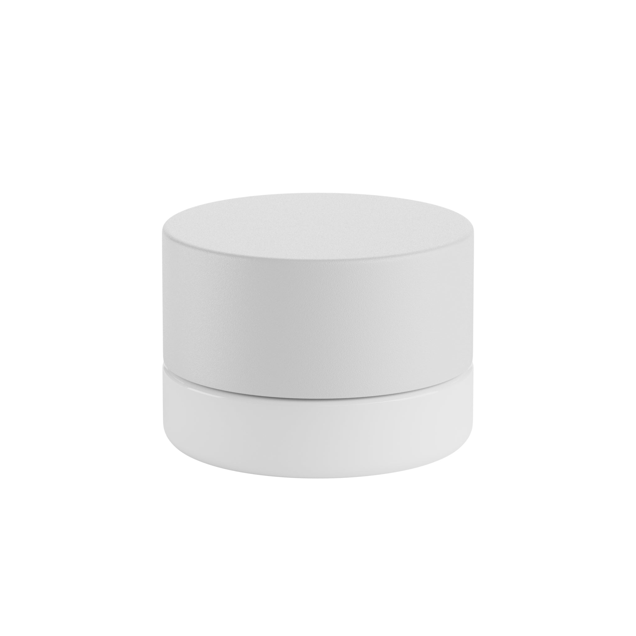 A render of a white Vert Premium 5ml Glass Concentrate Jar with a white child resistant lid secured to the jar