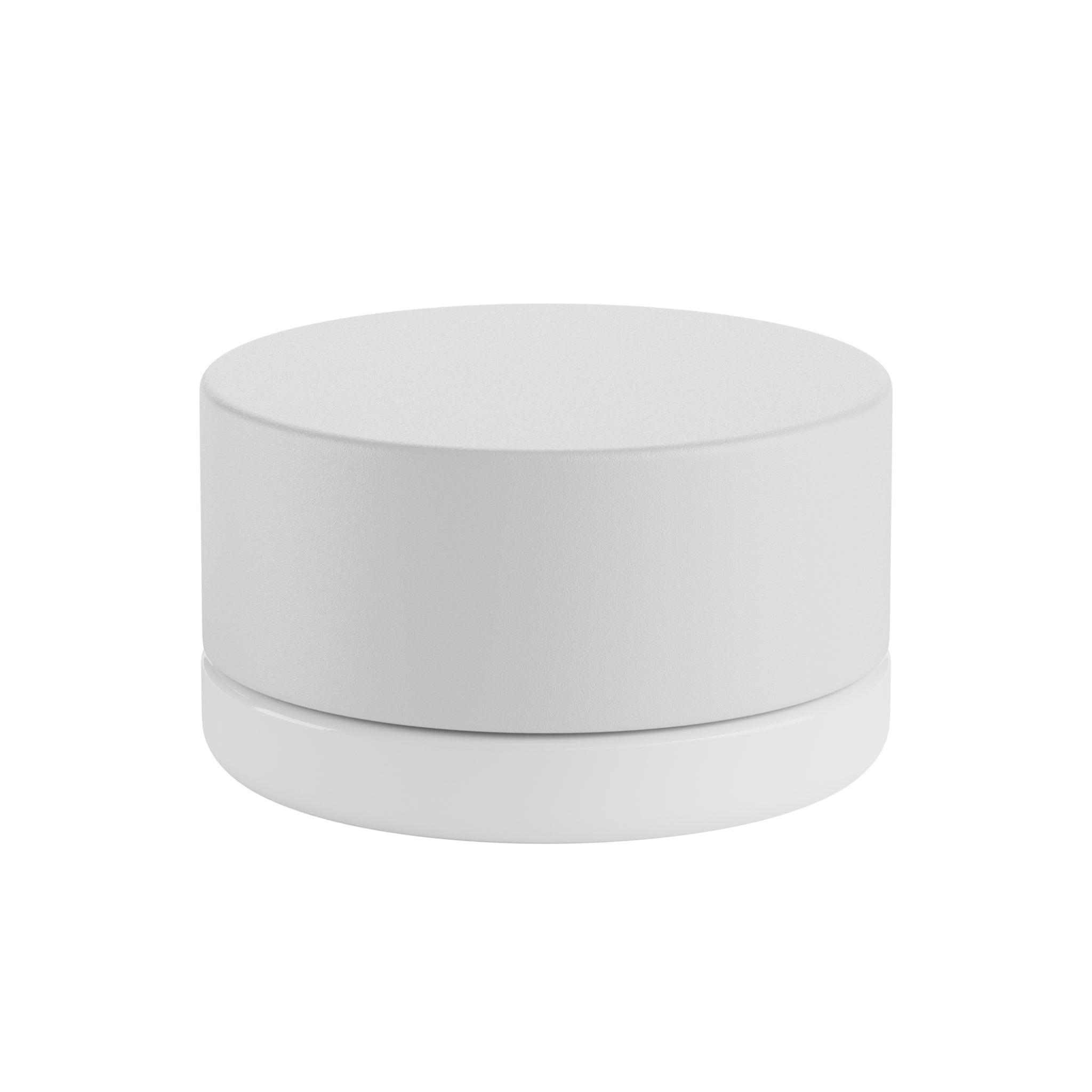 A render of a white Vert Premium 9ml Glass Concentrate Jar with a white child resistant lid secured to the jar